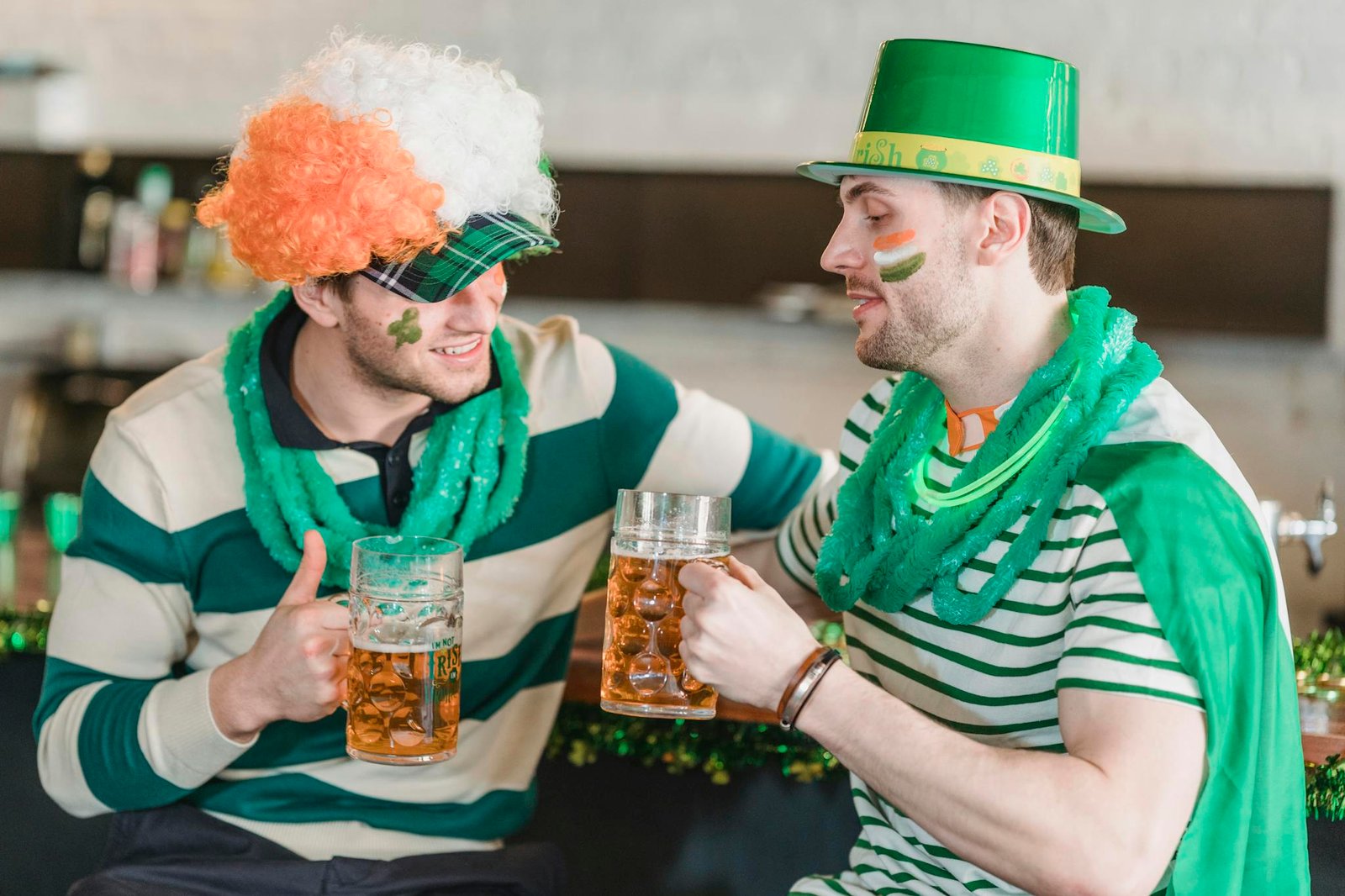 Men with beer celebrating Saint Patricks day